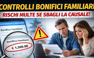 Controlli bonifici familiari: rischi multe se sbagli la causale